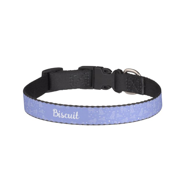Dog Constellation Light Blue Pattern Monogram Pet Collar (Front)