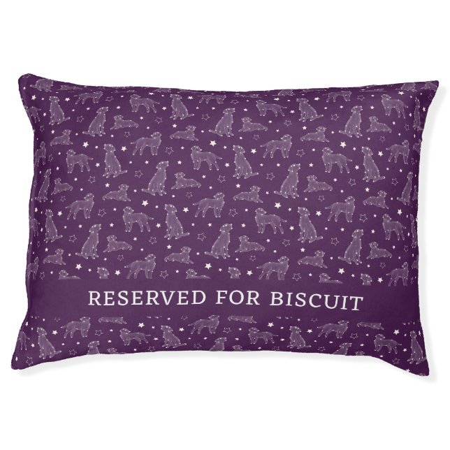 Dog Constellation Purple & White Pattern Monogram Pet Bed (Front)