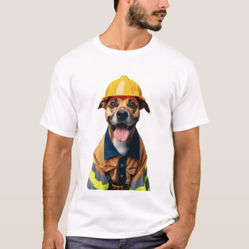 Dog construction Worker Happy Determined Cheerful T_Shirt