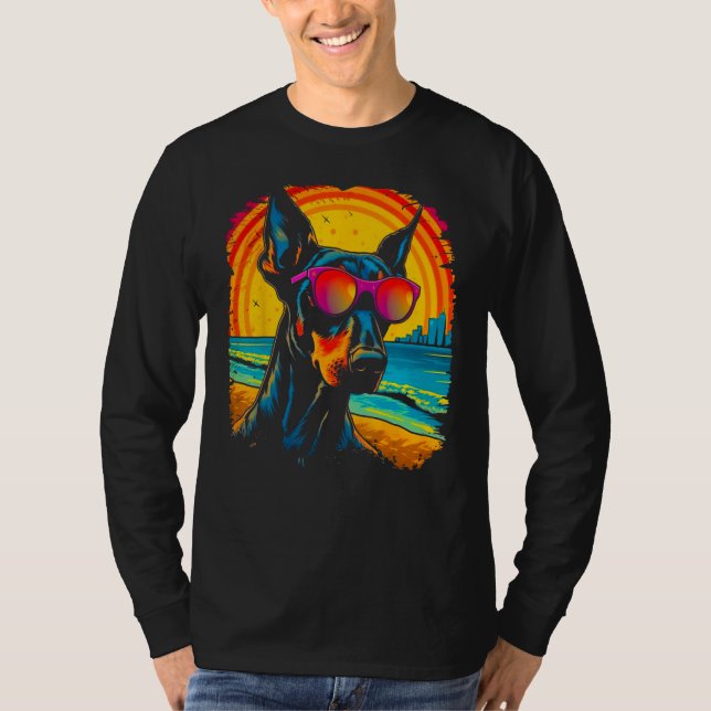 Dog Cool Doberman Pinscher Sunglasses T-Shirt (Front)