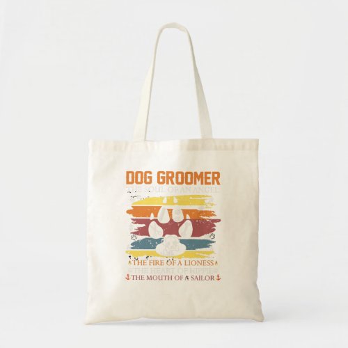 Dog Cool Dog Groomer Retro Funny Dog Groomer paw Tote Bag