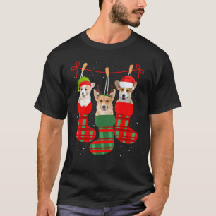 Dog Corgi Christmas Socks Xmas Pajama Pet Puppy T-Shirt