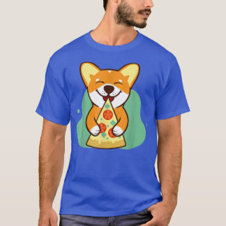 dog corgi eating pizza pet lover  T-Shirt