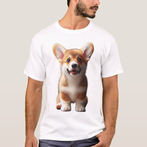Dog Corgi Puppy Curious Yet Happy Expression T_Shirt