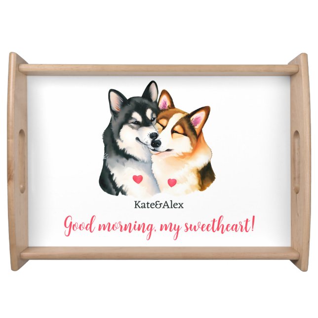 Dog Couple in Love Serving Tray (Front)