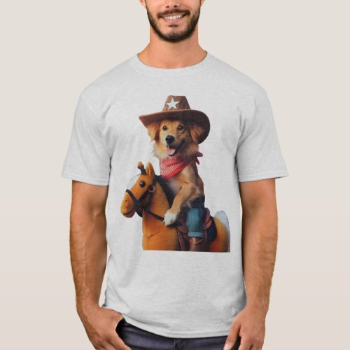Dog Cowboy Hat Riding Horse T_Shirt