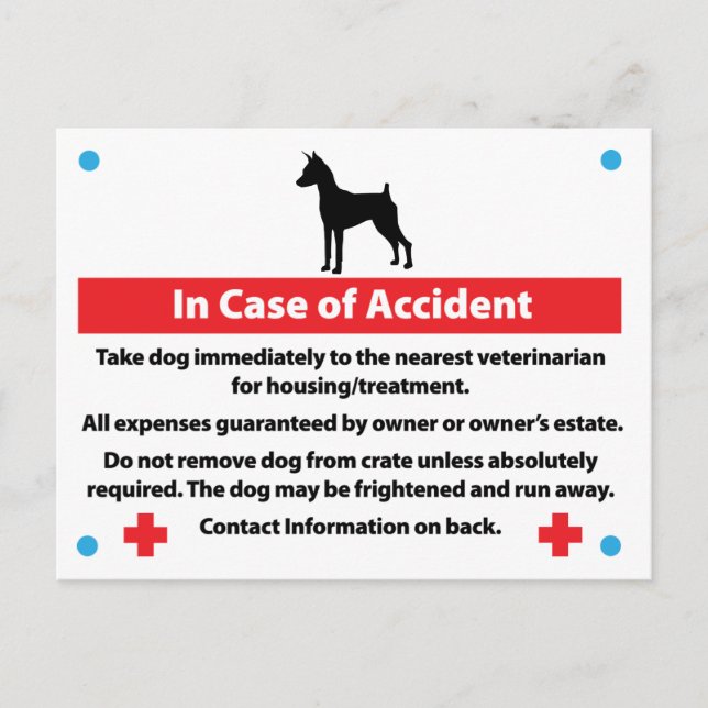 Dog Crate Card In Case of Emergency (Front)