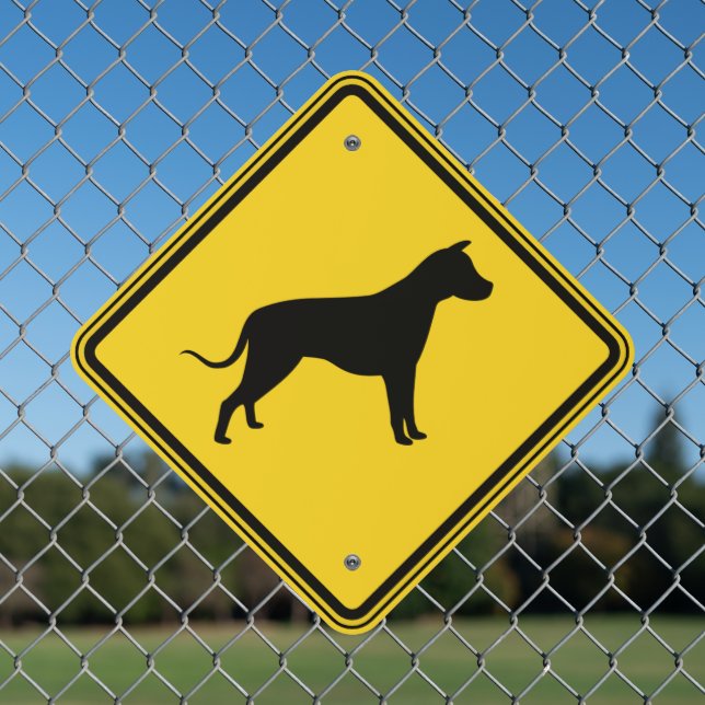 Dog Crossing Metal Sign (In Situ(Fence))