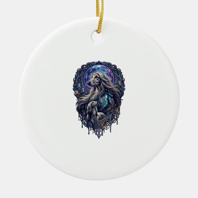 Dog Crystal Moon Enchanted Forest_1 Ceramic Ornament (Front)