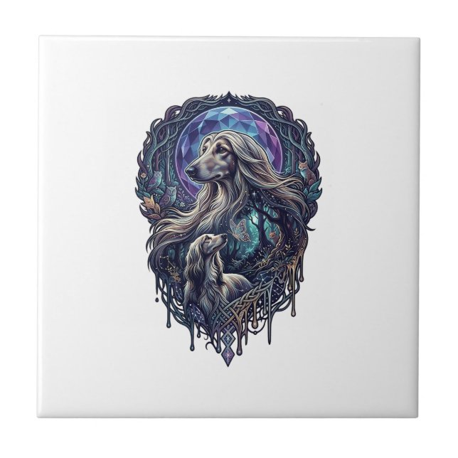 Dog Crystal Moon Enchanted Forest_1 Ceramic Tile (Front)