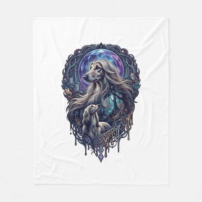 Dog Crystal Moon Enchanted Forest_1 Fleece Blanket (Front)