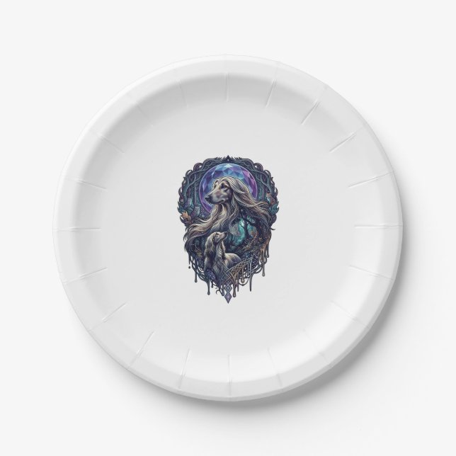 Dog Crystal Moon Enchanted Forest_1 Paper Plates (Front)