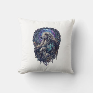 Dog Crystal Moon Enchanted Forest_1 Throw Pillow