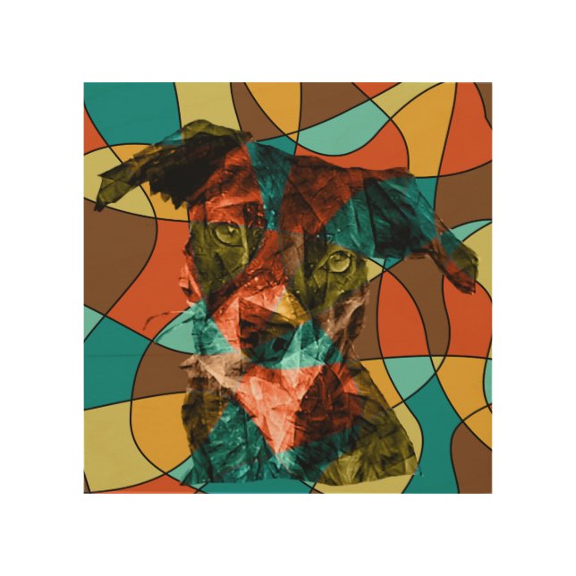 dog cubism  wood wall art (Front)