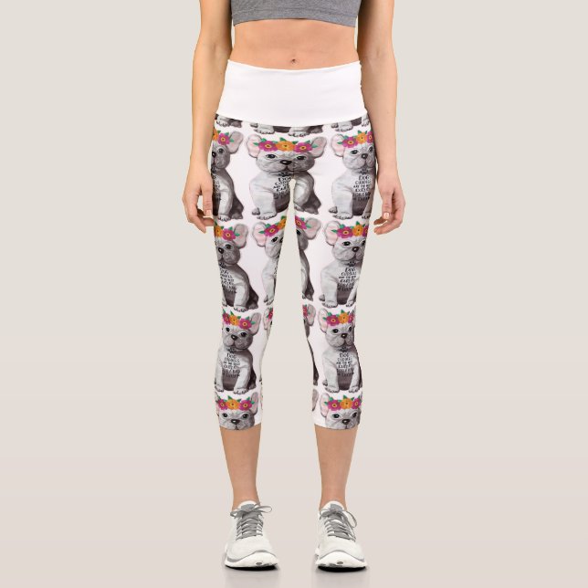 Dog Cuddles  Capri Leggings (Front)