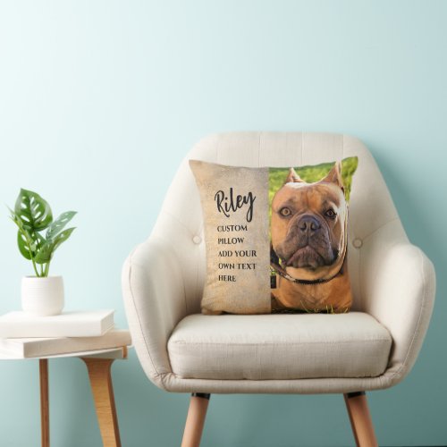 dog custom add your own photo and text  throw pillow