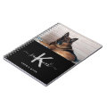 Dog custom photo black white monogram notebook | Zazzle