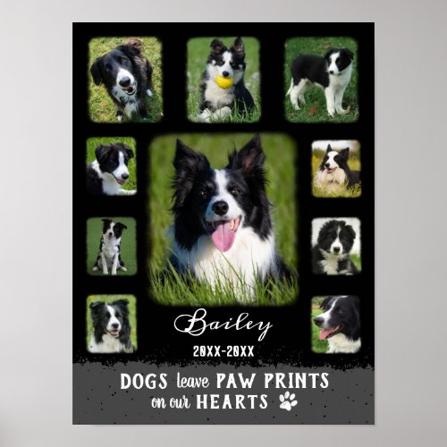 Dog Custom Photo Collage Faded Borders Black Gray Poster