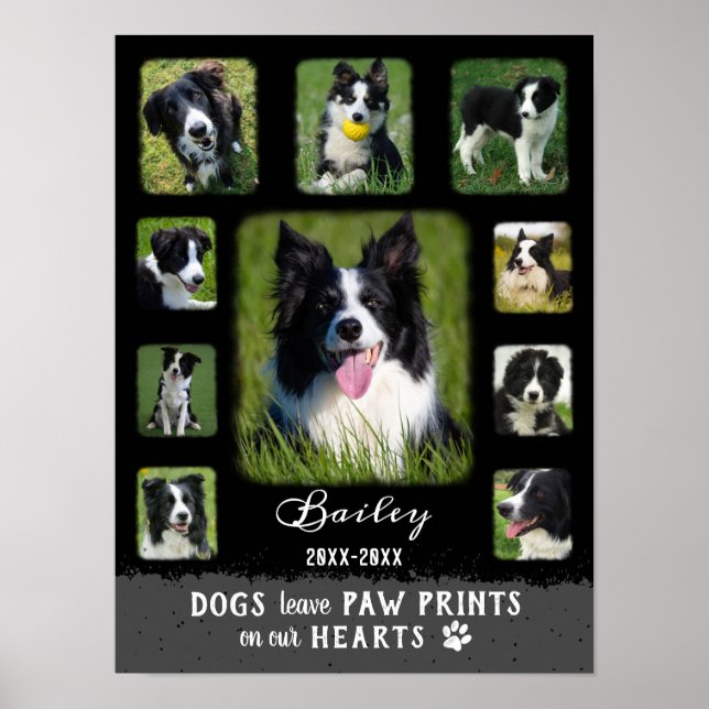 Dog Custom Photo Collage Faded Borders Black Gray Poster (Front)