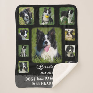 Dog Custom Photo Collage Faded Borders Black Gray Sherpa Blanket