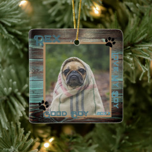 Dog Custom Photo Wood  Ceramic Ornament