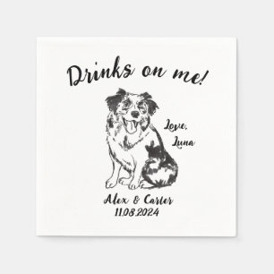 Dog Custom Wedding Cocktail Napkin 