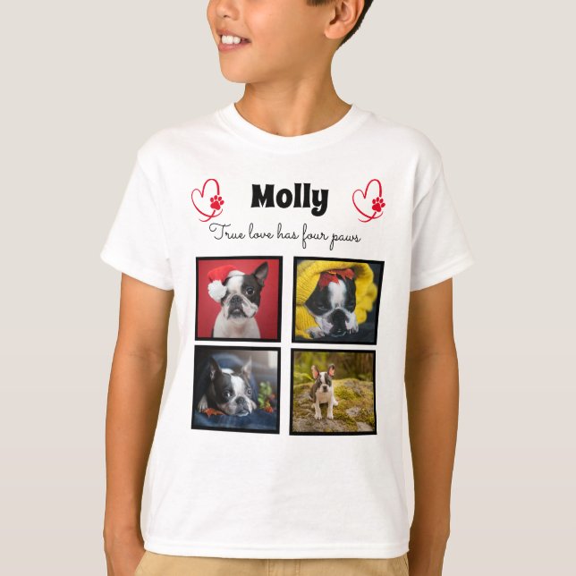 Dog customized collage 4 photos t-shirt for boys (Front)
