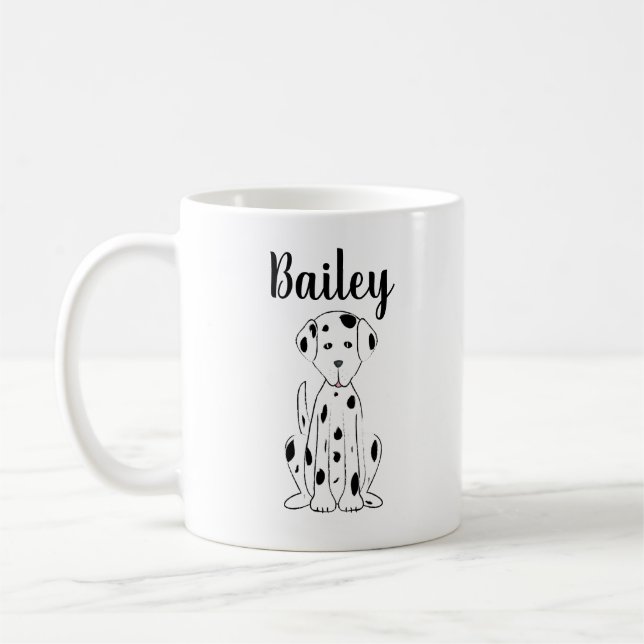 Dog Cute Dalmatian Calligraphy Pet Personalized Coffee Mug (Left)