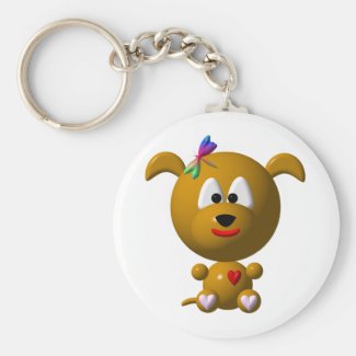 Dog: Cute dog with dragonfly! Keychain