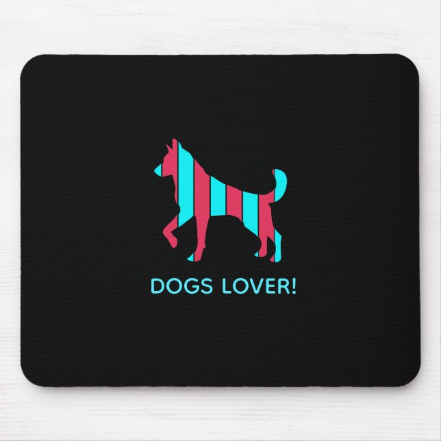Dog - Cute Pet Pop Art, Blue & Red Abstract Animal Mouse Pad (Front)