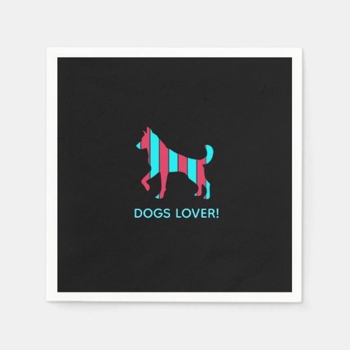 Dog _ Cute Pet Pop Art Blue  Red Abstract Animal Napkins