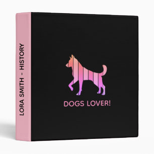 Dog - Cute Pet Pop Art, Pink Abstract Animal 3 Ring Binder