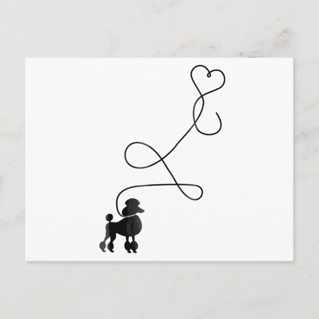 Dog Cute Poodle Heart Postcard (Front)