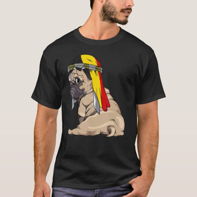 Dog   Cute Pug Retro Belgium Flag Pride T-Shirt (Front)