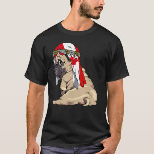 Dog Cute Pug Retro Canada Flag Pride T-Shirt