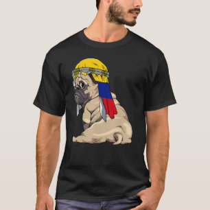Dog Cute Pug Retro Colombia Flag Pride T-Shirt