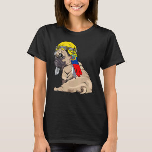 Dog Cute Pug Retro Ecuador Flag Pride 1 T-Shirt