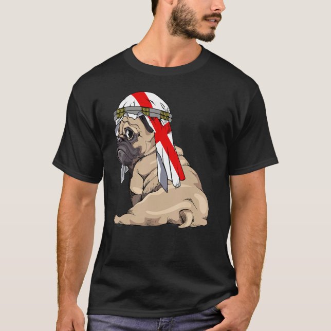 Dog  Cute Pug Retro England Flag Pride T-Shirt (Front)