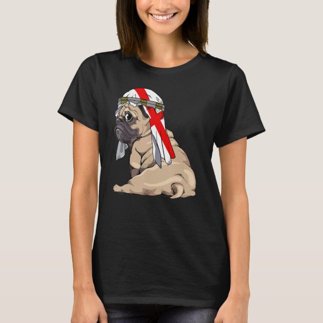Dog  Cute Pug Retro England Flag Pride T-Shirt (Front)