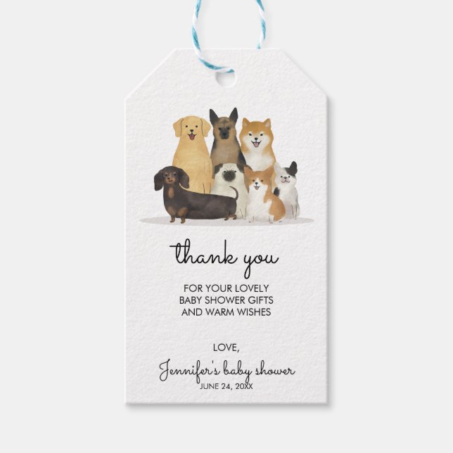 Dog Cute Thank you Gift Tags (Front)