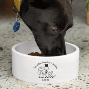 Dog Cute Wedding Couple Personalized Names  Bowl