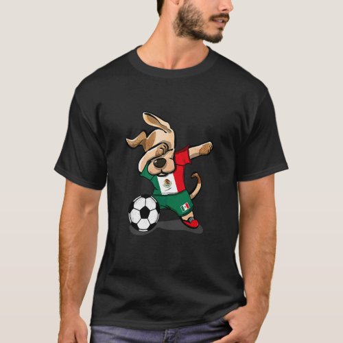 Dog Dabbing Soccer Boy Mexico 2022 Mexican Footbal T_Shirt