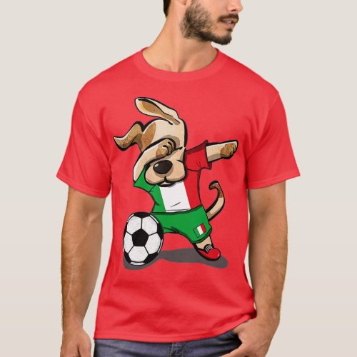Dog Dabbing Soccer Italy Jersey Italian Football L T_Shirt
