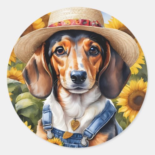 Dog Dachshund Clipart Classic Round Sticker