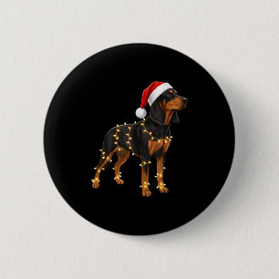 Dog Dachshund Wrapped In Christmas Lights - Holida Button