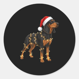 Dog Dachshund Wrapped In Christmas Lights - Holida Classic Round Sticker