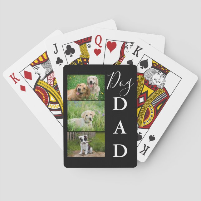 Dog Dad 3 Photo Collage Poker Cards (Back)