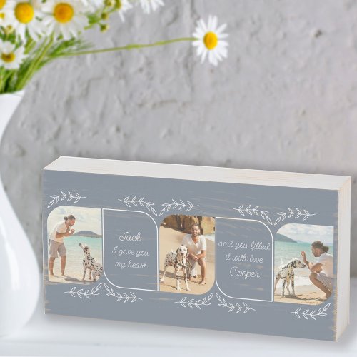 Dog Dad 3 Vertical Photo Loving Words Personalized Wooden Box Sign