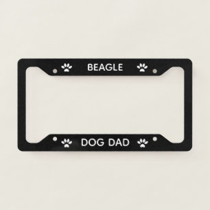 Dog Dad Beagle Paws Black  License Plate Frame