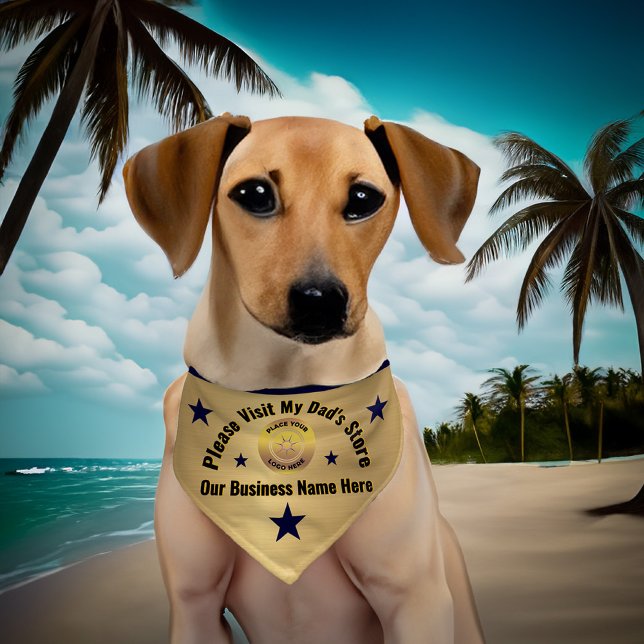 Dog Dad Business Company Logo Gold  Pet Bandana Collar (Dog Dad Business Company Logo Gold Pet Bandana Collar is great two walk and advertise your business )